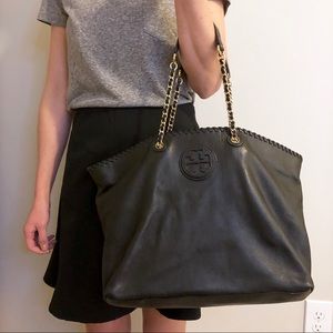 Tory Burch Black Leather Shoulder Handbag